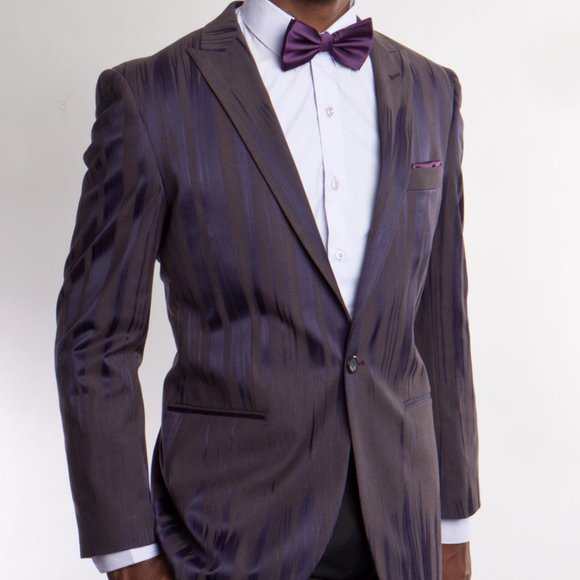 Mens Suit Jacket Brush Stroke Textured Pattern, 2-Tone Plum Purple